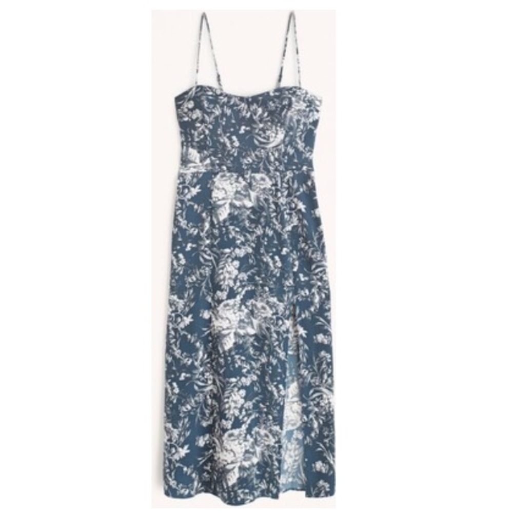 Abercrombie & Fitch A&F Luxe Crepe High-Slit Midi Dress.